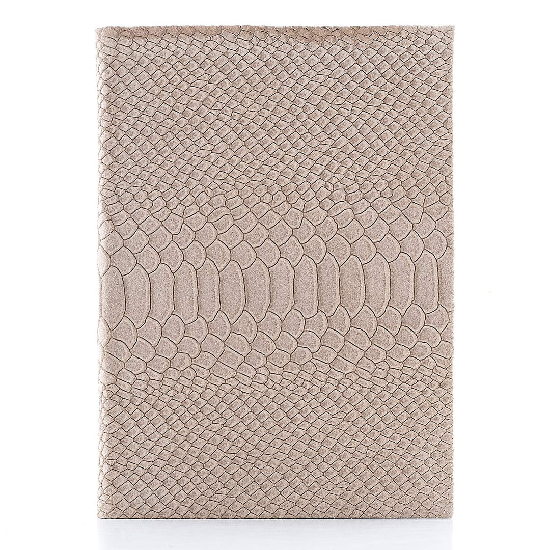 Fine & Candy Notizbuch, Grau, Hardcover, Leder, Kroko-Muster und glatte Blätter, Grösse S A6 (15 x 1