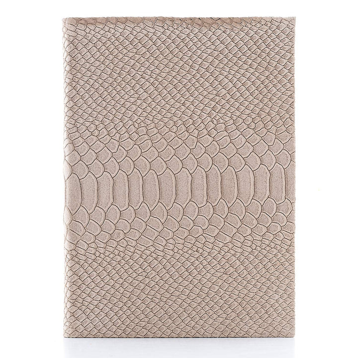 Fine & Candy Notizbuch, Grau, Hardcover, Leder, Kroko-Muster und glatte Blätter, Grösse S A6 (15 x 1