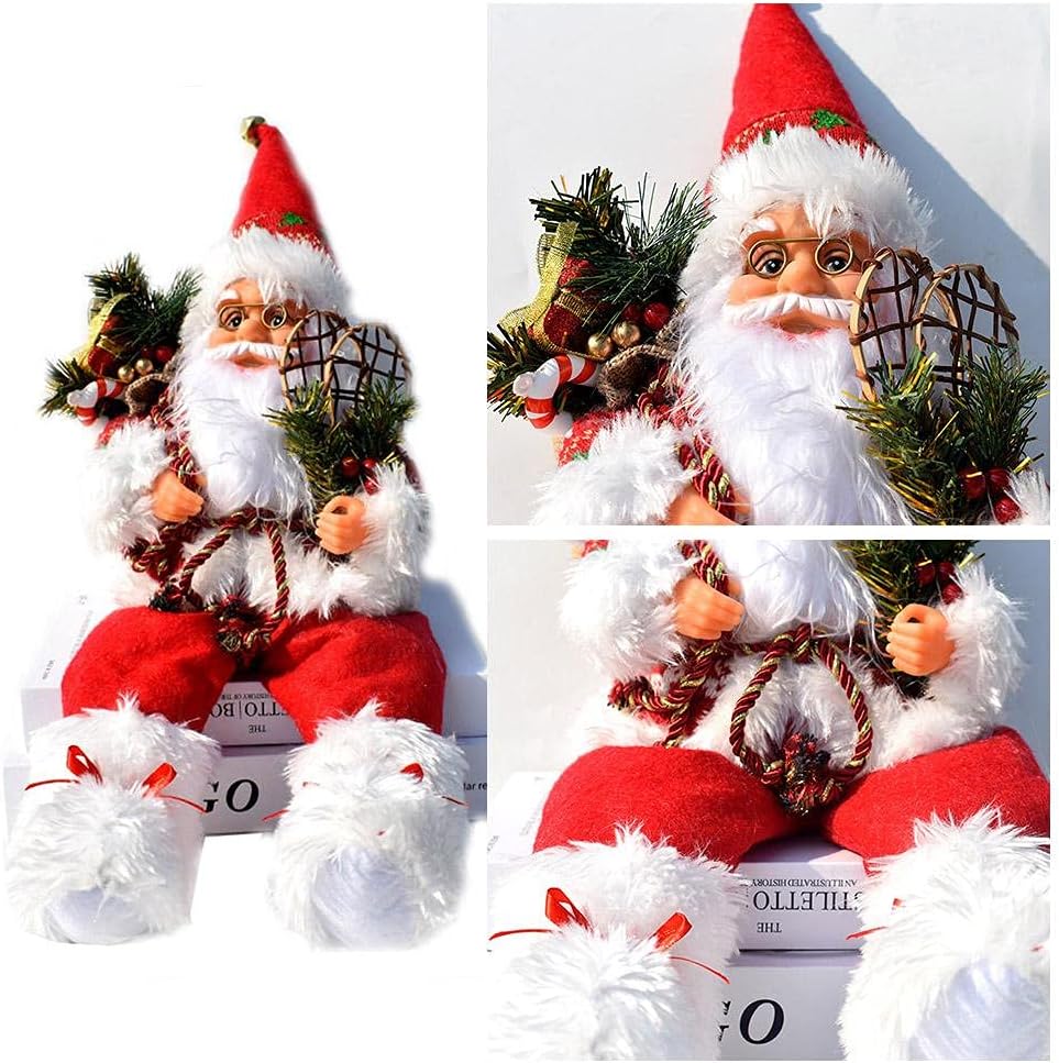 HUSHUI Weihnachtssitzende Figur Stehender Weihnachtsmann,Weihnachtsvitrine Dekoration Sitzender Weih