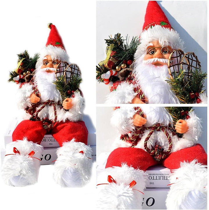 HUSHUI Weihnachtssitzende Figur Stehender Weihnachtsmann,Weihnachtsvitrine Dekoration Sitzender Weih