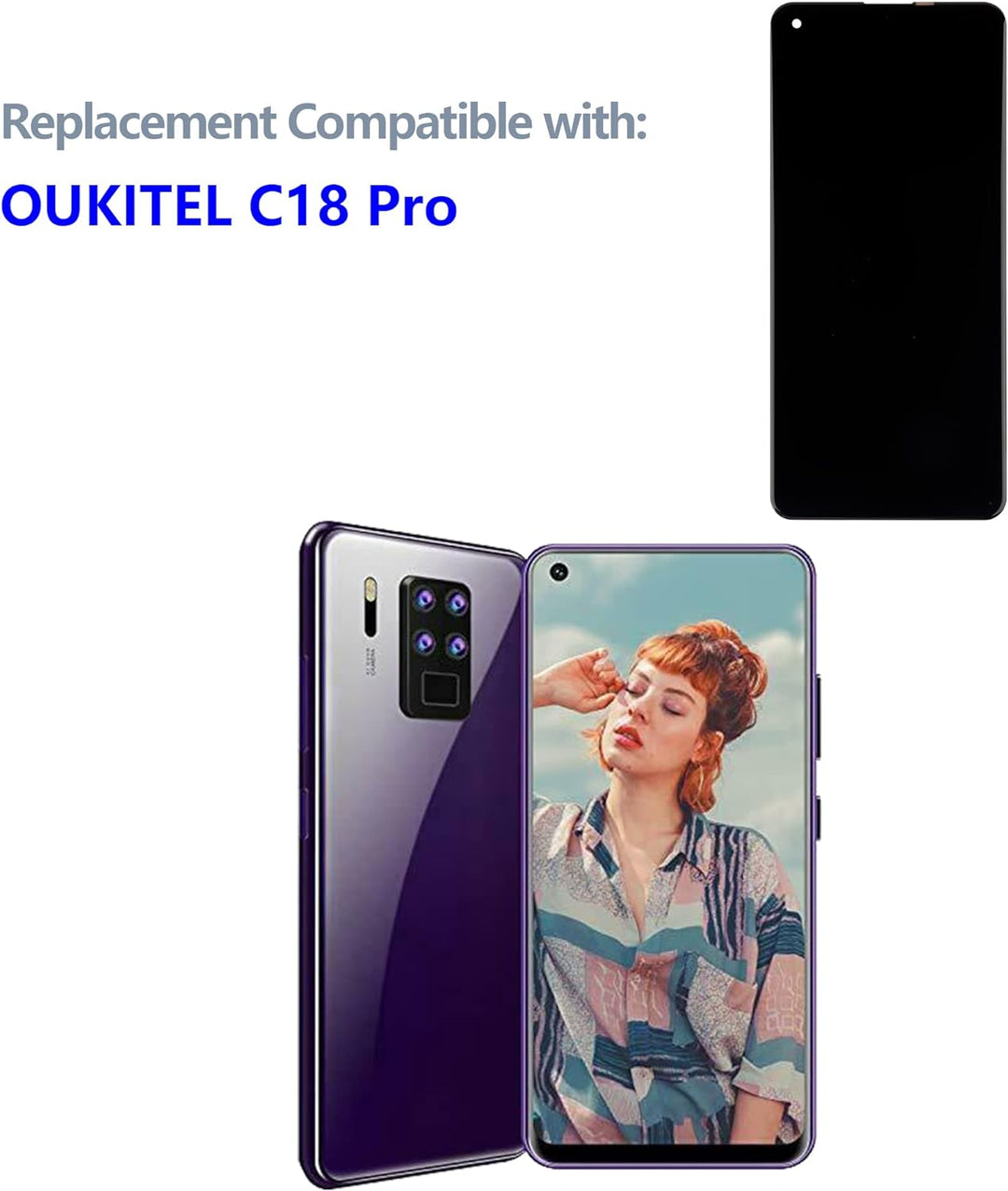 swark LCD Display Komplett with OUKITEL C18 Pro (Schwarz ohne Rahmen) Touch Screen Replacement + Too