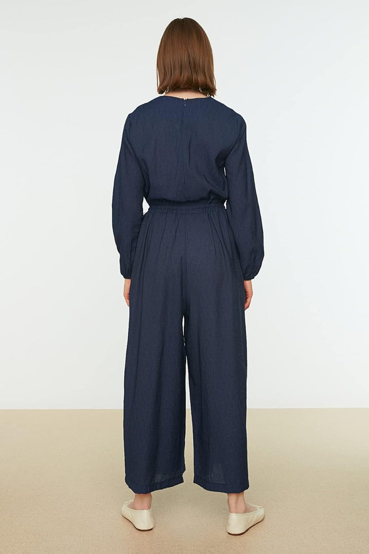 TRENDYOL Damen Taille Gummi Casual Cut Cutual Overall, Indigo