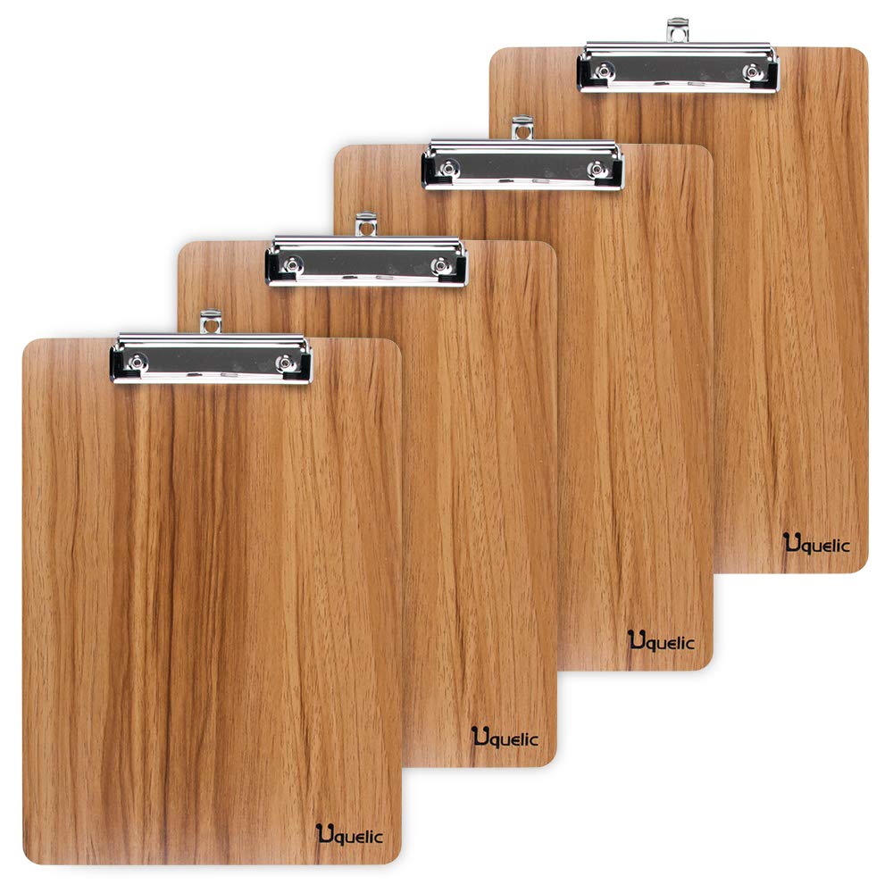Uquelic Klemmbrett/Schreibbrett/Clipboard A5-4Pcs Klemmbretter A5 Eleganz Luxus Holzmaserung Abgerun