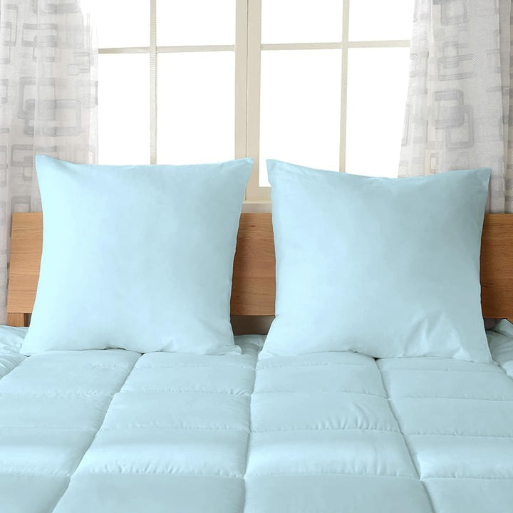 Pizuna Luxuriöser Soft-Satin 2er Pack Kissenbezug 80 x 80 cm Baby blau, 600 Fadenzahl Baumwolle Kiss