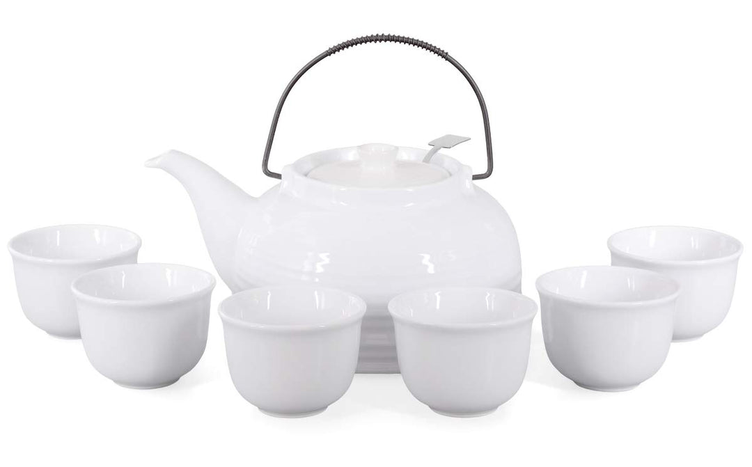 Aricola Teeservice „Nelly“. Moderne Teekanne 1,5 Liter in weiss/weiss aus hitzebeständiger Keramik m