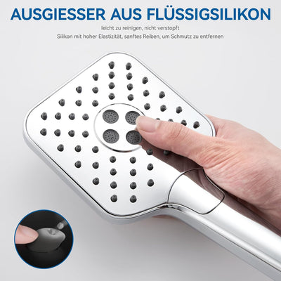 Auralum Duschkopf wassersparend, grosser Duschbrause mit Schlauch, Shower Head mit 3 Wasserabgabemod
