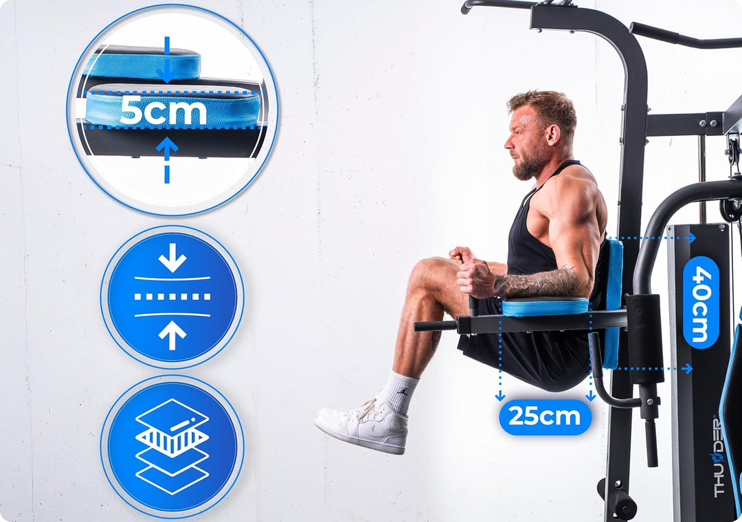 THUNDER Multifunktionale Kraftstation Home Gym Fitnessstation mit Kabelzug &amp; Muskelaufbau Training H