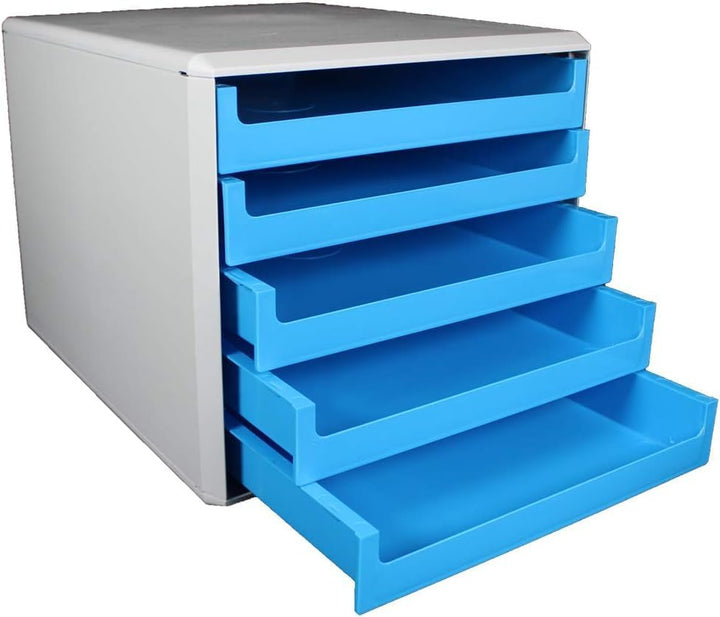 Metzger + Mendle Schubladenbox, ocean-blue (blau), 30050914 Ocean-blue (Blau) Graues Gehäuse, Ocean-