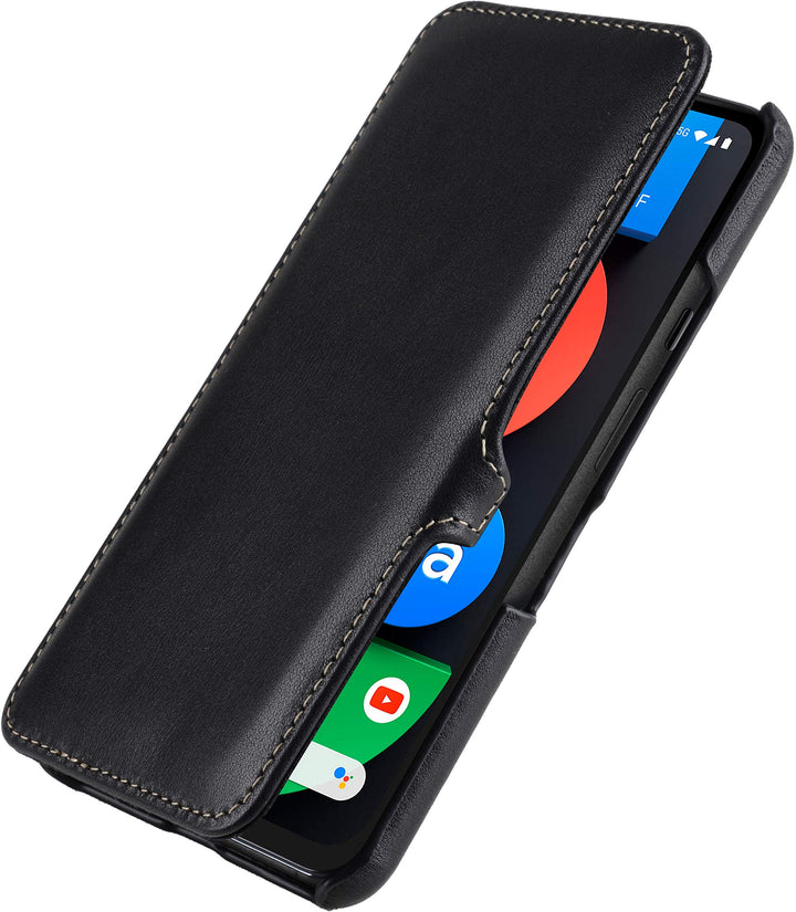 STILGUT Book Case kompatibel mit Google Pixel 4a 5G Hülle aus Leder mit Clip-Verschluss, Lederhülle,