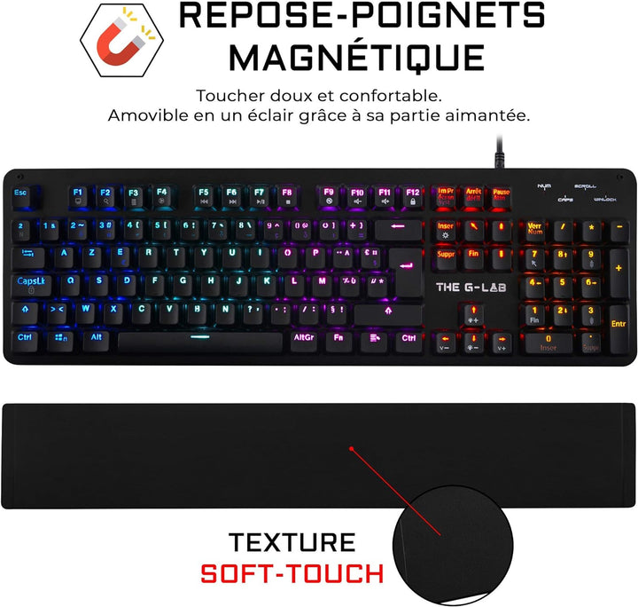 THE G-LAB Keyz Carbon-E RGB Mechanische Gaming-Tastatur (Blauer Schalter) (schwarz)