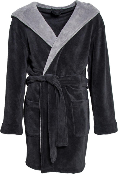 CelinaTex XS-XXXL Bademantel Kapuze zweifarbig kurz aufgesetzte Taschen Damen Mikrofaser Kuschelflee