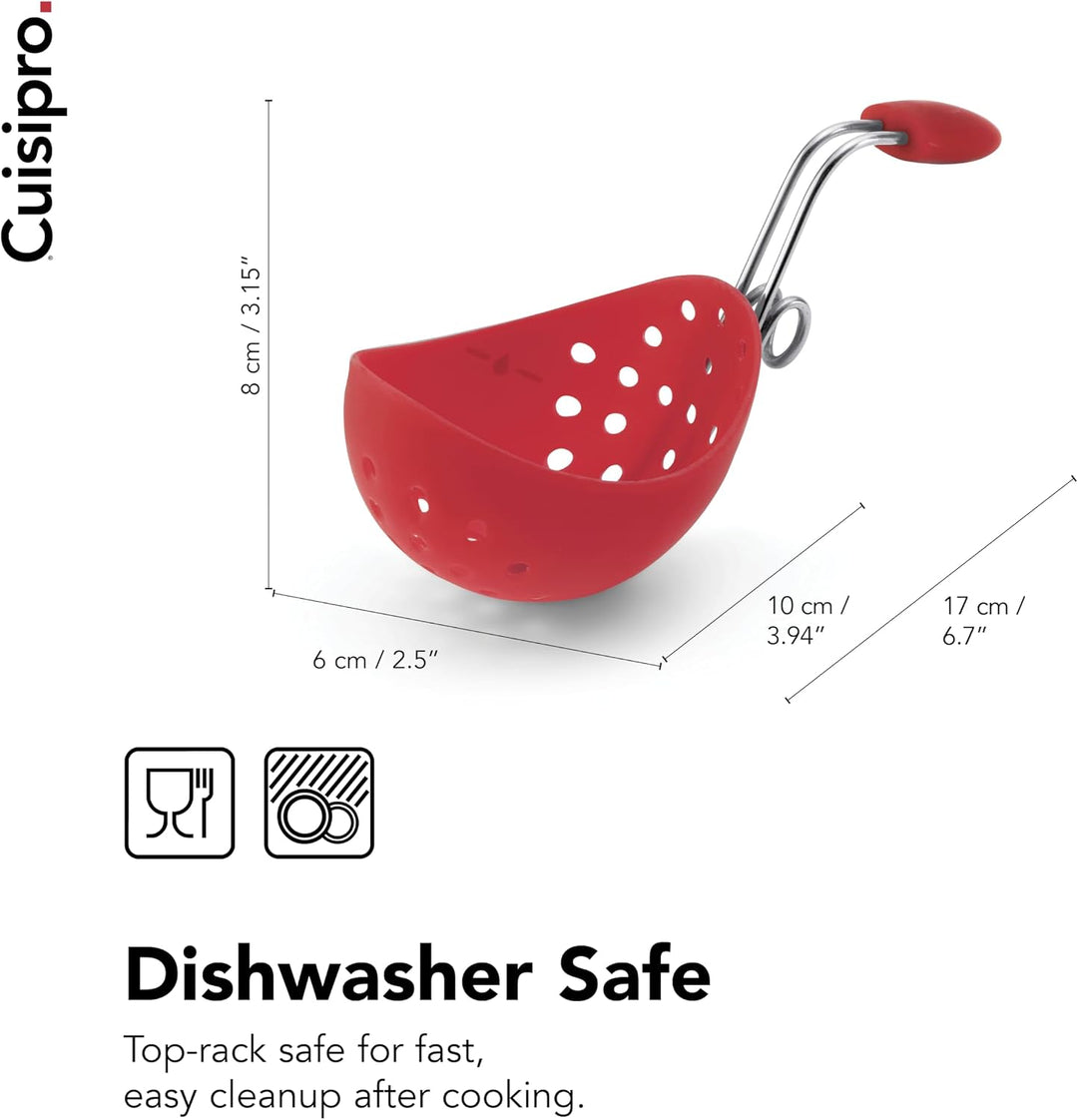 CUISIPRO Silikon Eierpochierer 2er-Set | Rot | Für perfekt geformte, sanft gegarte Eier | Eier Pochi