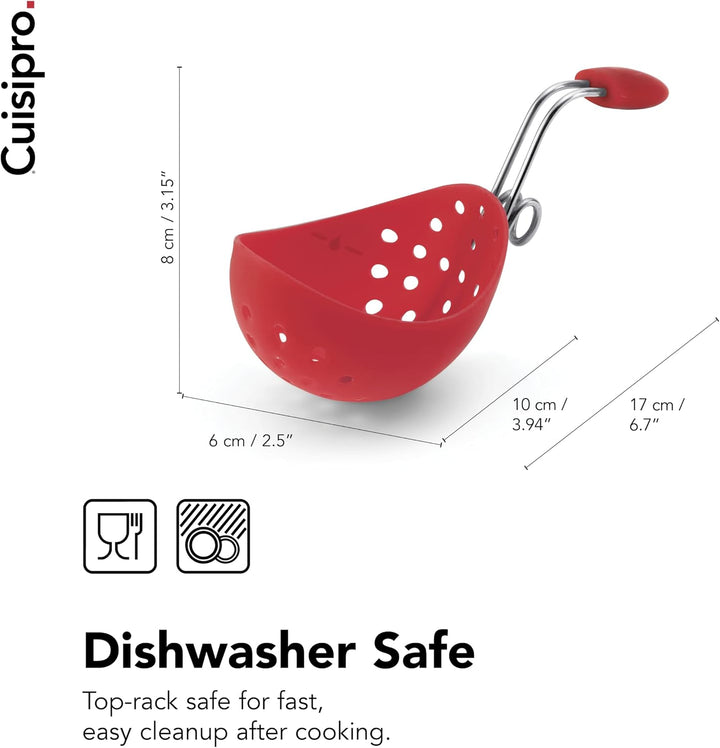 CUISIPRO Silikon Eierpochierer 2er-Set | Rot | Für perfekt geformte, sanft gegarte Eier | Eier Pochi