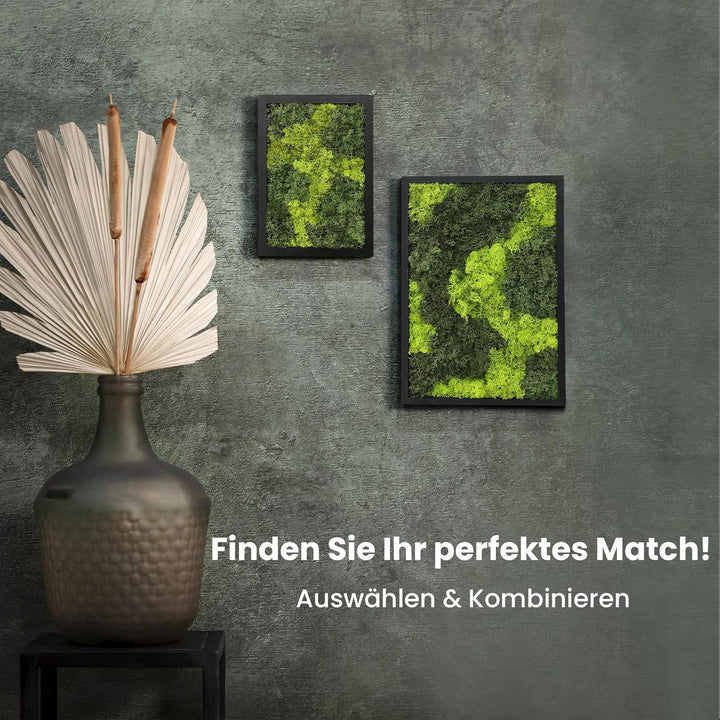 comforder Rechteckiges Wandbild mit echtem Moos (27x38 cm), Konserviertes Moosbild mit Holzrahmen, N