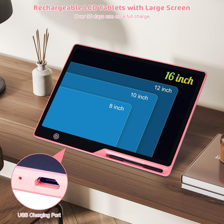 Zaubertafel Maltafel 16 Zoll Wiederaufladbar, Spielzeug LCD Schreibtafel Kinder Pädagogisches Kinder