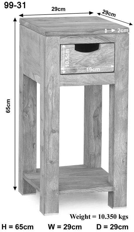 MASSIVMOEBEL24.DE Akazie massiv Möbel Holz Beistelltisch Massivmöbel Nature White #31 getüncht 29x29