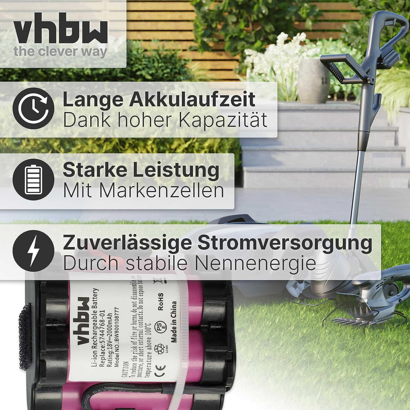 vhbw Akku kompatibel mit Gardena R38Li, R40Li, R45Li, R50Li, R70Li, R75Li, R80Li, 124562 Mähroboter