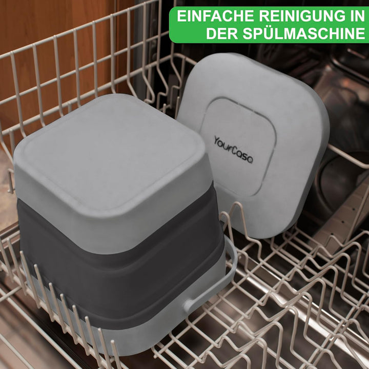 YourCasa® Faltbarer Biomülleimer 4L - kompakter Bio Mülleimer mit geruchsdichtem Aktivkohlefilter-De