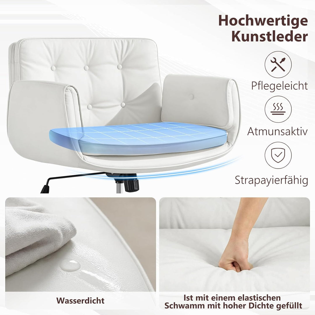 Bürostuhl Ergonomisch mit 5-Stufig Verstellbare Armlehnen, Schreibtischstuhl mit Breitem Sitzkissen,