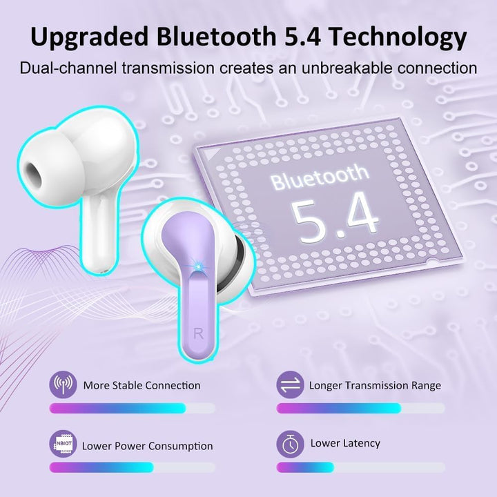 Ordtop Bluetooth Kopfhörer, 50Std 3D-Stereo Kopfhörer Kabellos Bluetooth 5.4, 4 ENC Noise Cancelling