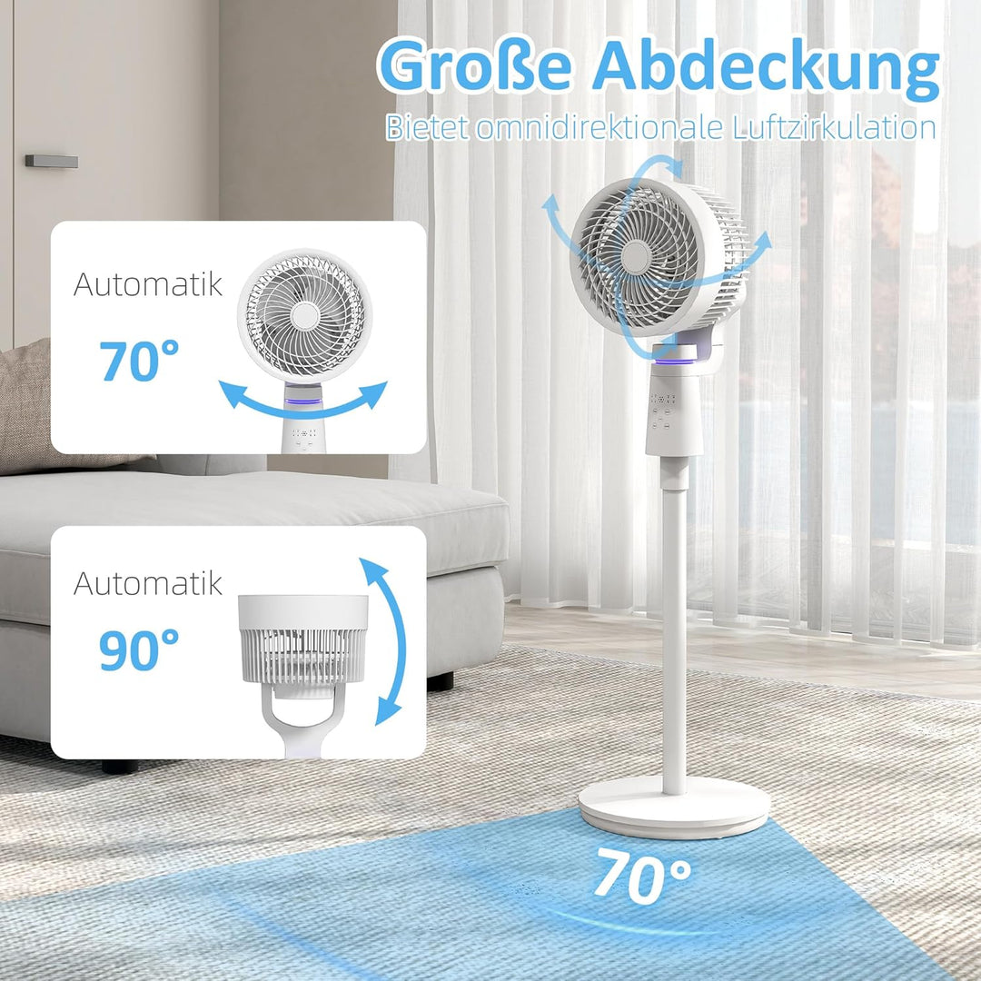 HOMCOM Standventilator Luftzirkulator Lüfter mit 3 Geschwindigkeitsstufen, Fernbedienung, Timer Vent