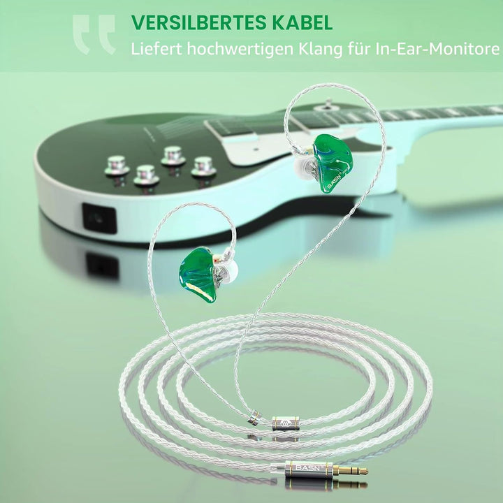 BASN MMCX Dreifach-Treiber In-Ear-Monitore mit satten Bässen, HiFi-Stereo-IEM-Kopfhörer mit verbesse