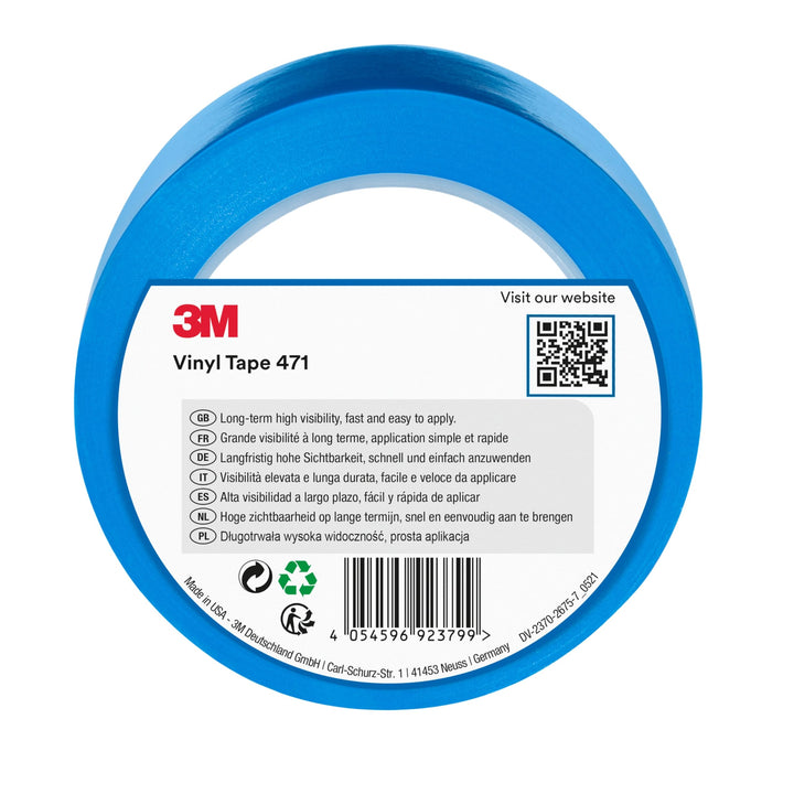 3M 471 Hochwertiges Weich-PVC-Klebeband, 50 mm x 33 m, Blau Blau 50mm x 33M Langfristig hohe Sichtba