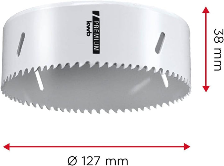 kwb HSS Bi-Metall-Lochsäge Ø 127 mm, 8% kobaltlegiert mit progressiver Vario-Zahnung und hoher Präzi