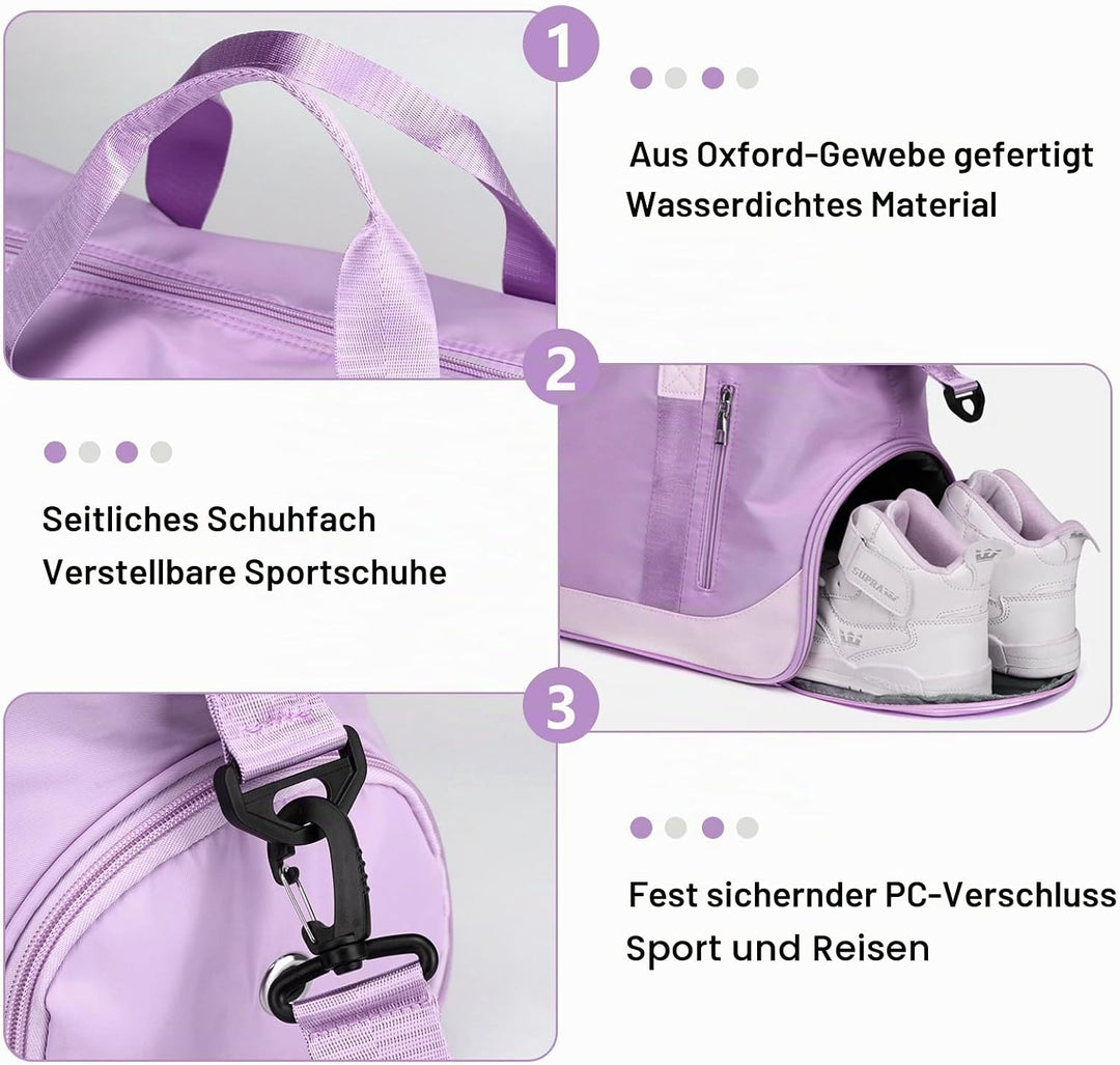Sporttaschen Reisetasche für Damen Herren, Tasche für Sport Yoga Reisen, wasserdichte Trainingstasch