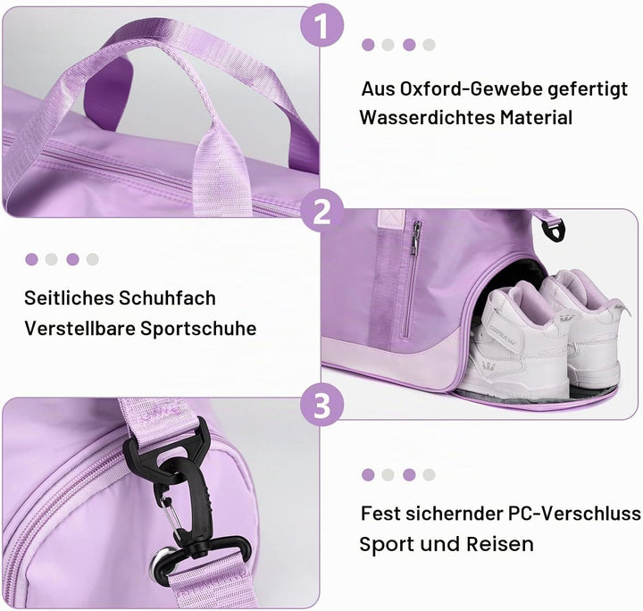 Sporttaschen Reisetasche für Damen Herren, Tasche für Sport Yoga Reisen, wasserdichte Trainingstasch