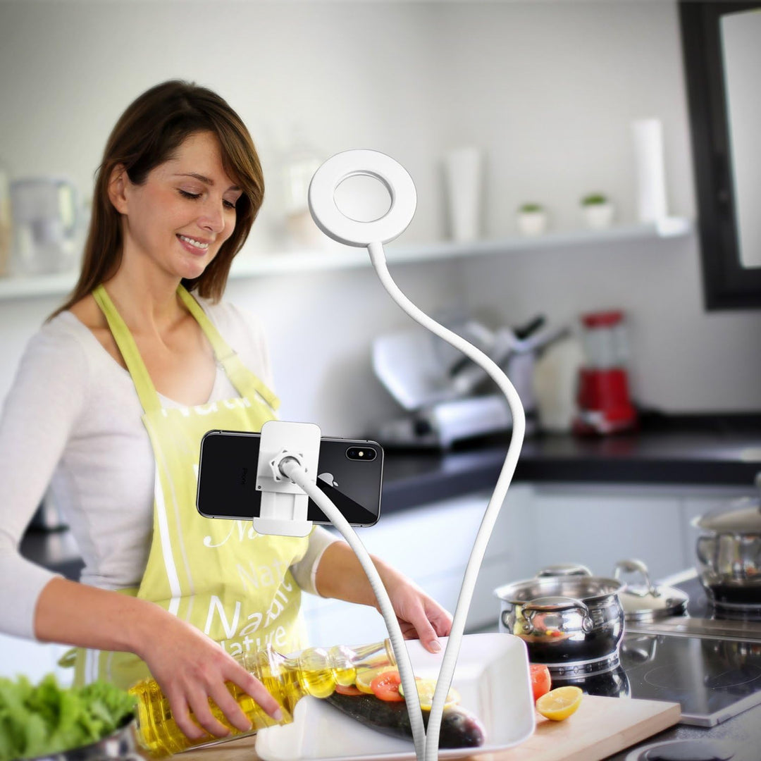 UBeesize Selfie-Ringlicht mit Handy-Halterungs-Ständer für Live-Stream/Make-up, Clip-on, flexible Ar
