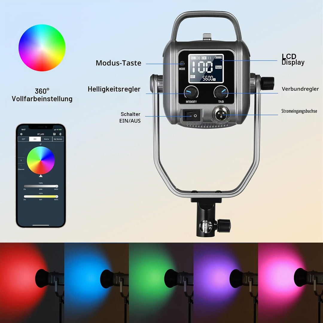 GVM 150W RGB Videoleuchte mit Softbox, 2700K~7500K Fotografie Dauerlicht, led Video Beleuchtung mit