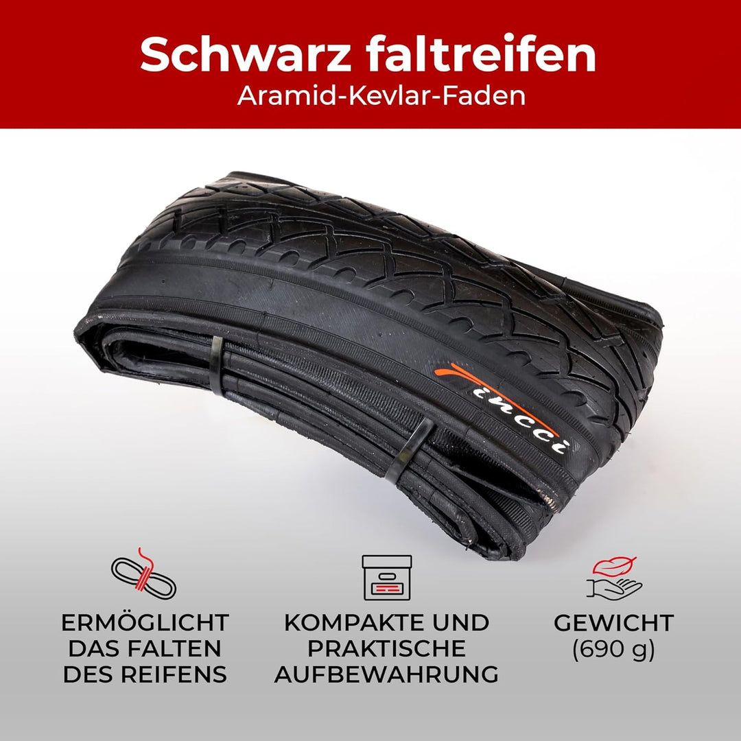 Fincci 26 x 1.95 Zoll 50-559 Faltbar Slick Reifen für Cityräder Rennräder Mountain MTB Hybrid Fahrra