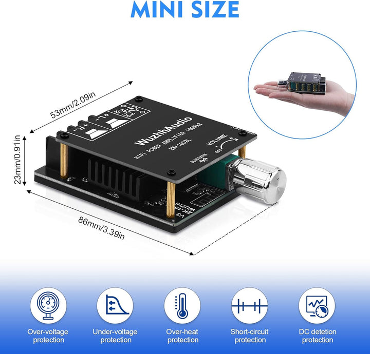 HiFi-Verstärker mit Bluetooth 5.0, ZK-1002L 2.0 Kanal 100W X 2 Stereo-Audioverstärker modul Mini-Lei