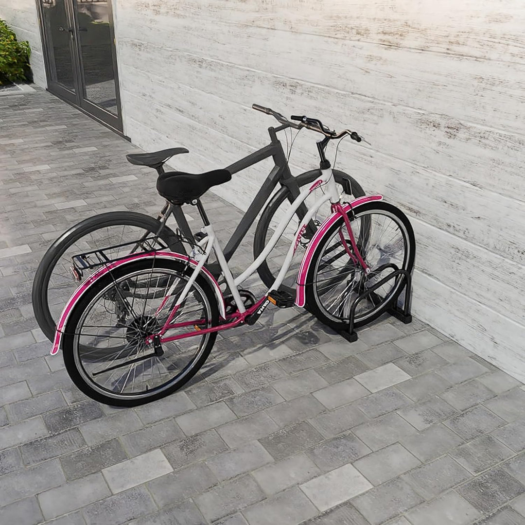 HENGMEI Fahrradständer Für 2 Fahrräder Stahl Mehrfachständer Radabstand für 30-65mm Reifenbreite Büg