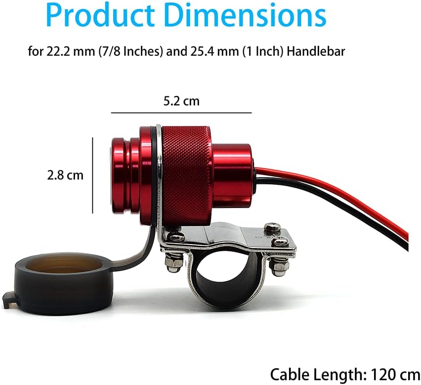 Cliff Top 4A 20W USB-Ladegerät für Motorräder aus Aluminium, mit magnetischem Netzschalter, strapazi