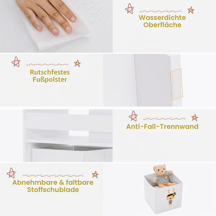 HOMASIS 3-stöckiger Kinderregal, freistehender Kinderspielzeugregal Bücherregal, Aufbewahrung für Sp