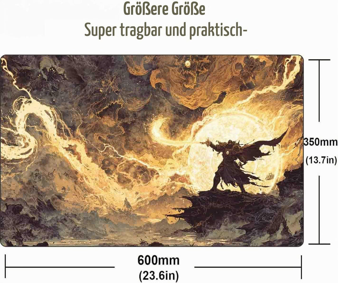 MTG Playmat 24x14 Zoll rutschfest mit Drachen Design genähte Kanten Glatte Oberfläche Gummibasis TCG