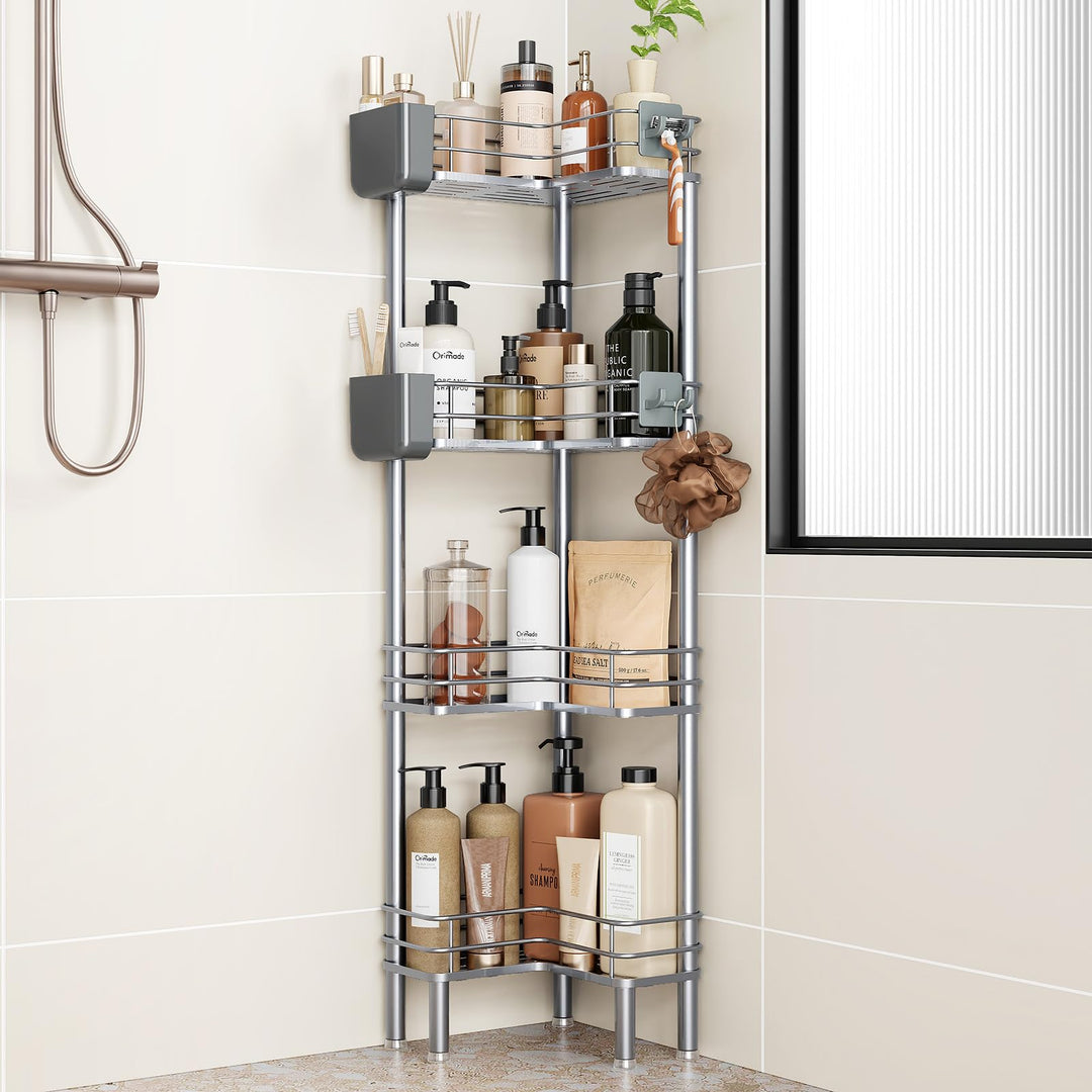 Orimade 4 Stück Duschablage Stehend Rostfrei,Ecke Duschregal Freistehende, Duschkörbe Stand für Bade
