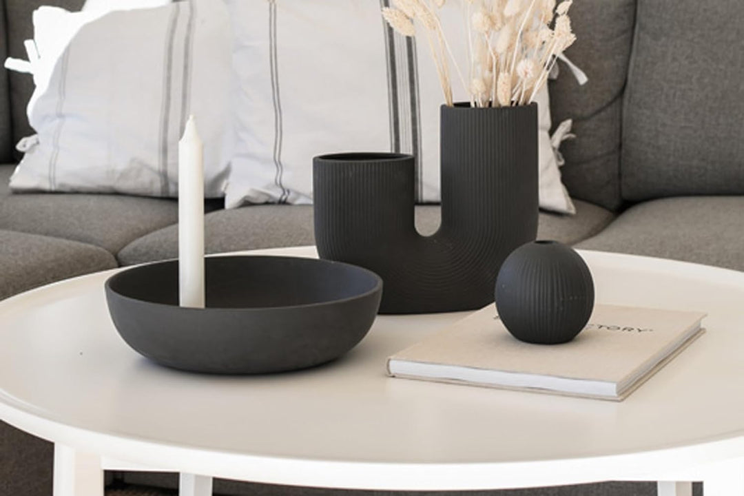 Storefactory - Stråvalla - Vase - U Vase - Bogenvase - Keramik - Dunkelgrau - Masse (LxBxH): 24 x 7