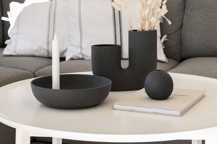 Storefactory - Stråvalla - Vase - U Vase - Bogenvase - Keramik - Dunkelgrau - Masse (LxBxH): 24 x 7