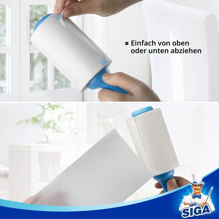 MR.SIGA Extra Sticky Lint Roller,Fusselrolle Fusselentferner Tierhaar-Fusselroller mit einfachen Auf