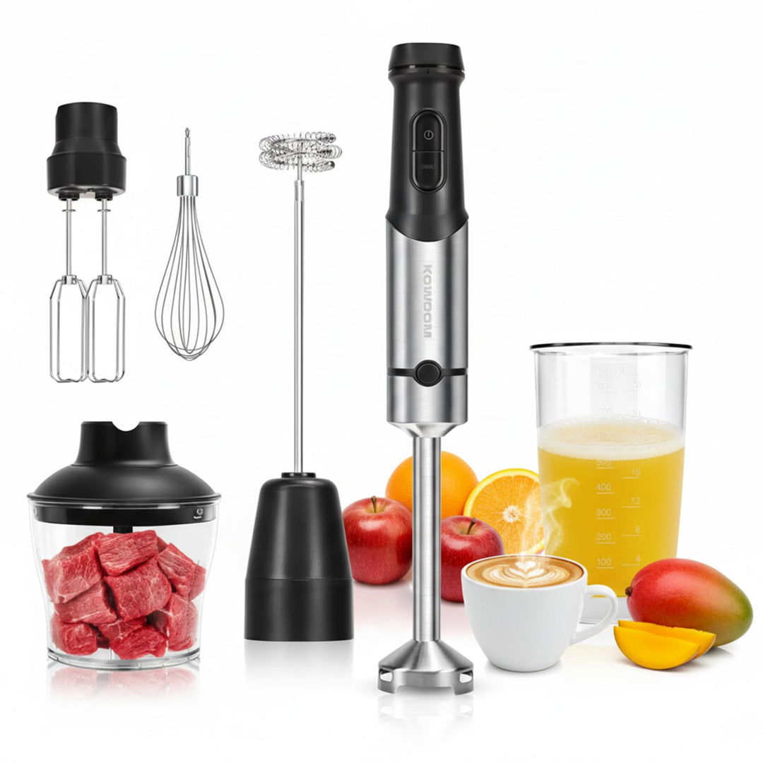 1200 Watt Stabmixer Set, Edelstahl Pürierstab für Suppen, Babybrei & Sossen | 12 Geschwindigkeitsstu