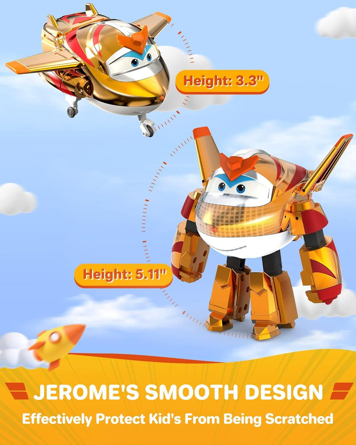 Super Wings Transforming Golden Boy, ca. 12.7 cm grosse verwandelbare Spiel-Figur, Spielzeug-Flugzeu