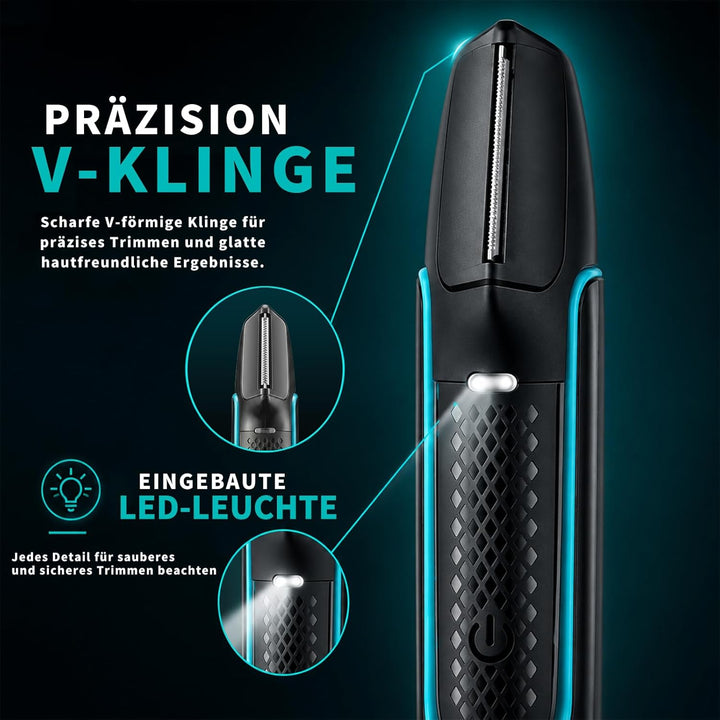 VGR 602 Kabelloser Körperrasierer Herren Mit V-Förmiger Schneidkopf, Body Groomer Men Mit Verlängeru