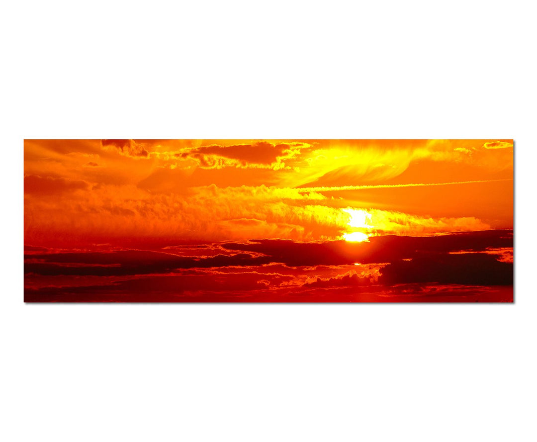 Paul Sinus Art Panoramabild auf Leinwand und Keilrahmen 150x50cm Wolkenhimmel Sonnenuntergang