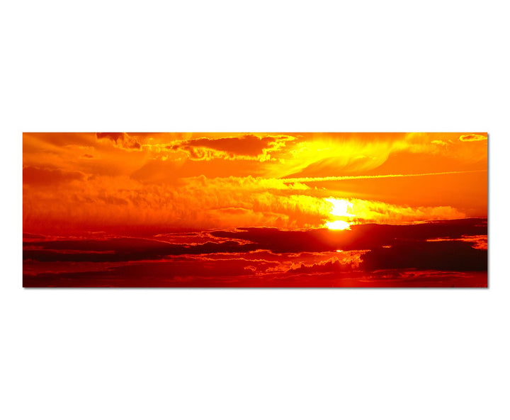 Paul Sinus Art Panoramabild auf Leinwand und Keilrahmen 150x50cm Wolkenhimmel Sonnenuntergang