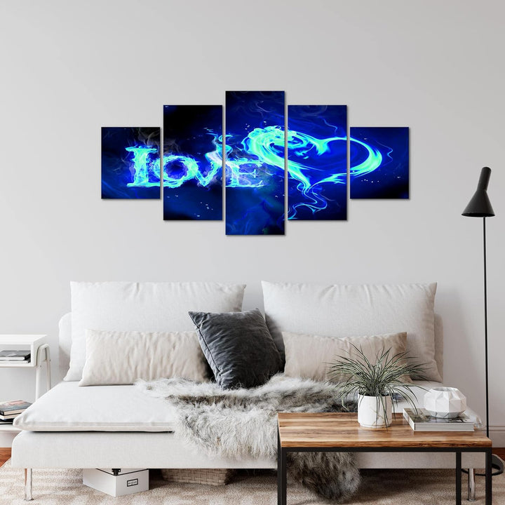 Runa Art Wandbilder Abstrakt Feuer Love 5 Teilig Bild auf Vlies Leinwand Deko Wohnzimmer Schlafzimme