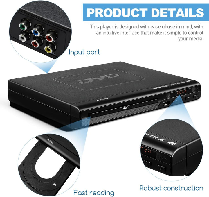 Housoutil Film-Player Videorecorder Mini-DVD-Player Cd-Player Für Zu Hause DVD-Player Für Den Fernse