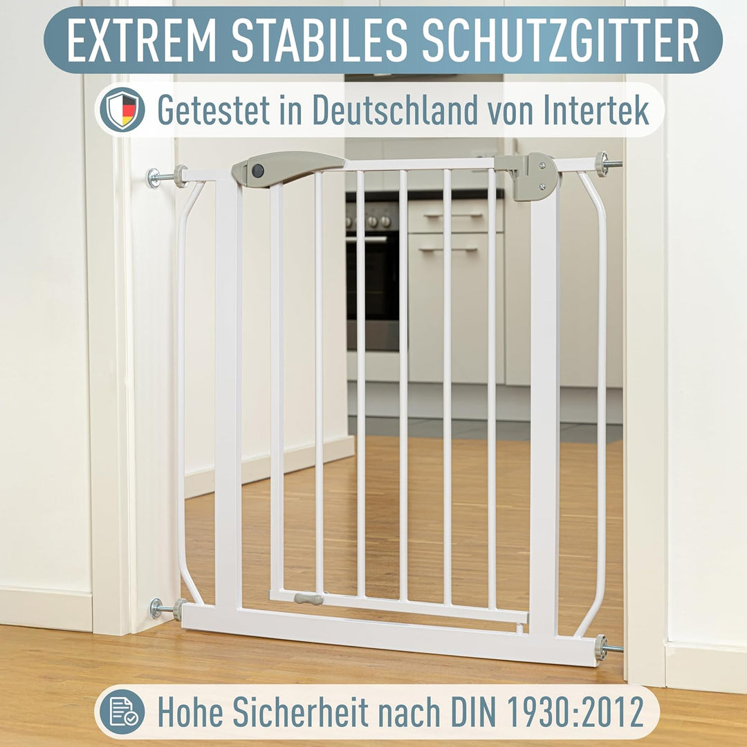 ib style® Berrin ! PREISSIEGER ! Treppengitter 58-175cm | Türschutzgitter | Ohne Bohren | 90° Stop |